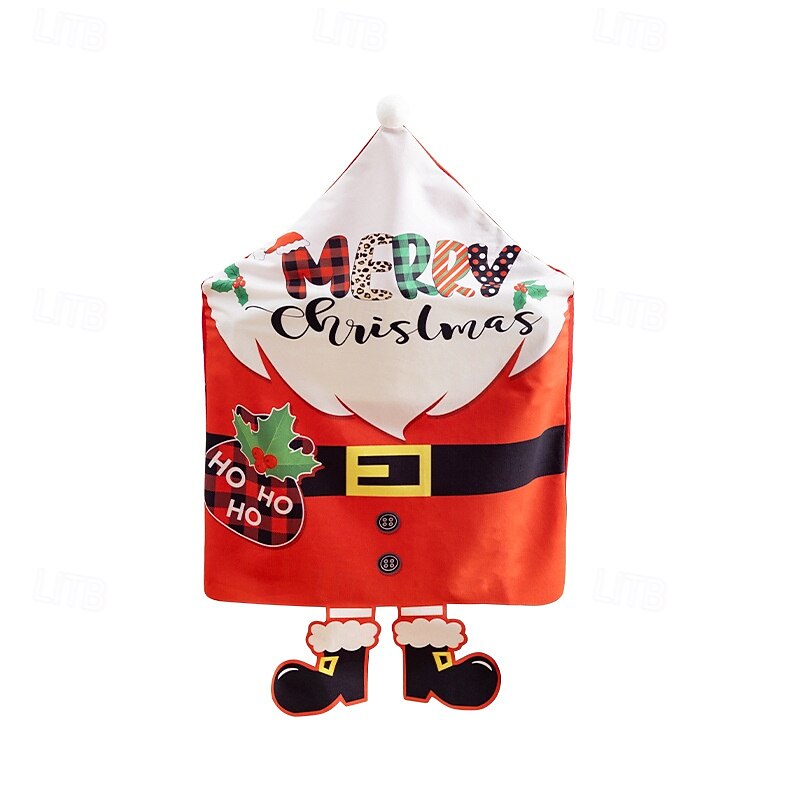 Christmas Chair Covers with Foot Design, Cute Snowman & Santa Claus Cartoon, Dining Room and Home Decoration, Festive Holiday Supplies for Xmas Party2