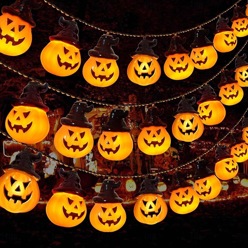 Solar Pumpkin String Lights 5m 20LEDs Outdoor Waterproof Cap Pumpkin Fairy Lights for Halloween Outdoor Patio Door Pumpkin Corridor Camping Party Porch Window Tree Decoration2