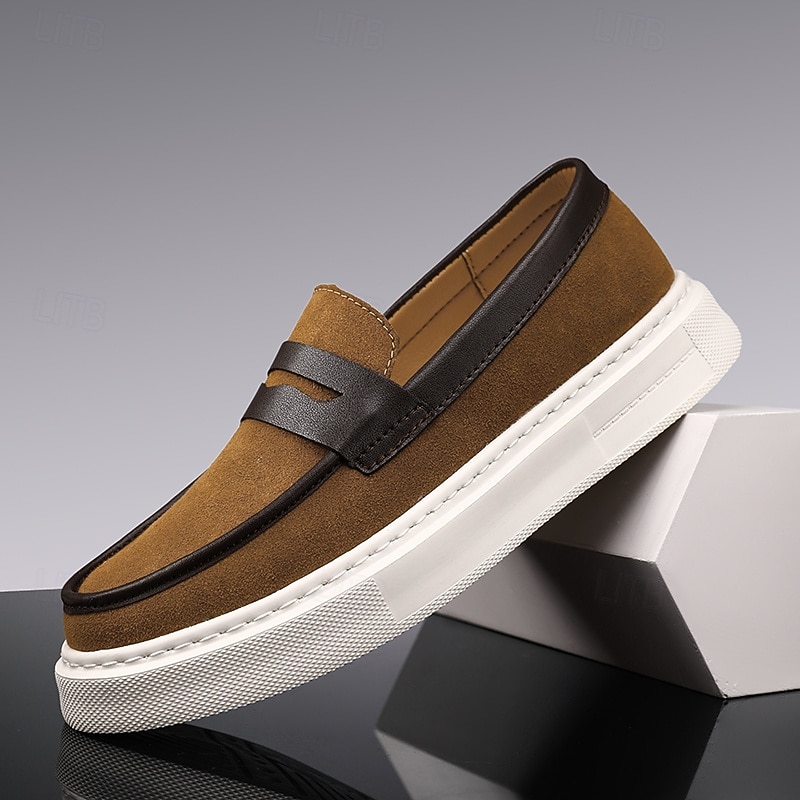 Men's Two-Tone Casual Loafers with White Sole – Stylish Slip-On Shoes for Office, Travel and Weekend Outfits