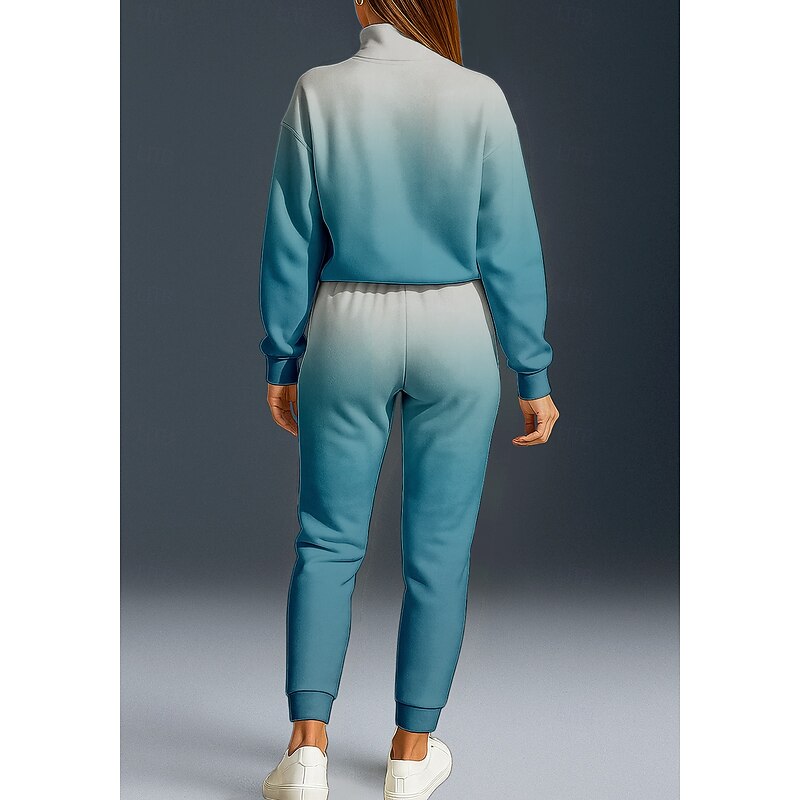 Women's Sweatshirt Tracksuit 2 Piece Tracksuit Baggy Color Gradient Clothing Suit Fall Light Brown Pink Vocation Outdoor Travel Lightweight Fashion Long Sleeve Sport Activewear Micro-elastic Regular2