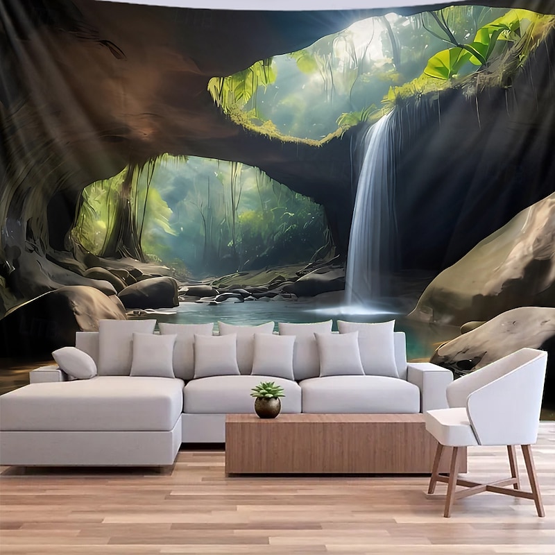 Tapestry Blanket Wall Hangings Waterfall Forest Tropical 3D Bedroom Living Room Dorm Home Decor3