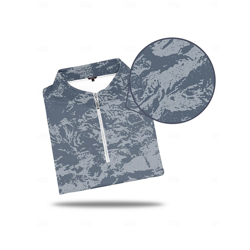 Men's Golf Polo Shirt Grey Long Sleeve Top Golf Attire Clothes Outfits Wear Apparel3