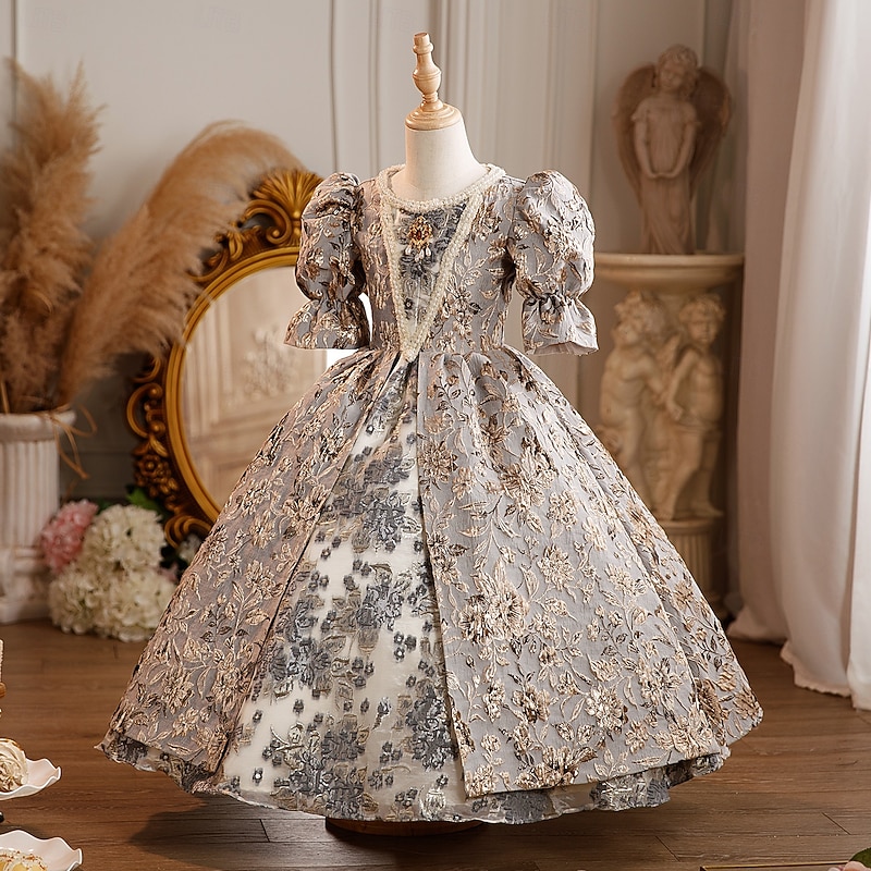 Rococo Victorian Princess Maxi Party Costume Masquerade Prom Dress Bell Sleeve Princess Bow Retro Ball Gown Point Fancy Dress Girls' Royal Christmas Halloween Carnival Ceremony Masquerade Party3