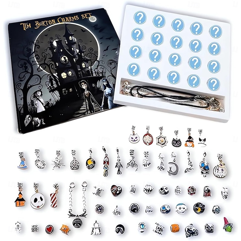 Christmas Advent Calendar Treasures Charm Bracelet Bead Bulk Set Advent Calendar 2025 Jewelry DIY Ornament Making Kit Horror Favors Night Countdown Decorations Before Christmas Gift