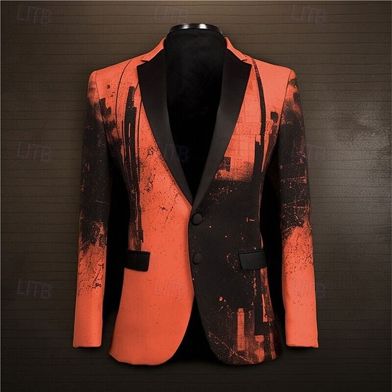 Men's Geometry Long Sleeve Turndown Business Abstract Work Wear to work Going out Buttons Print Multi Pocket