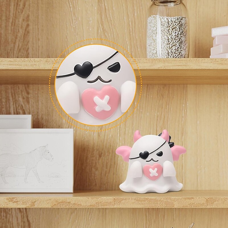 Halloween Cute Ghost Figurine Decoration Resin Creative Home Desktop Decoration, Cartoon Spooky Miniature, Fun Halloween Collectible Gift3