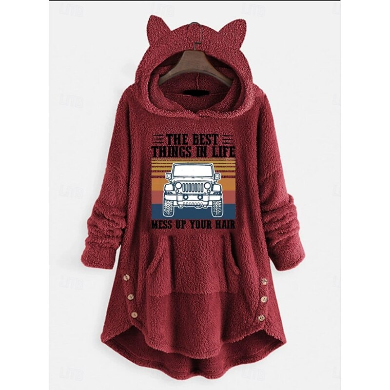 Women's Pullover Hoodie Sweatshirt Graphic Letter Casual Long Sleeve Hooded Long Tops Street Dailywear Casual Pink Wine Dark Pink Red Dark Gray Fall Winter3