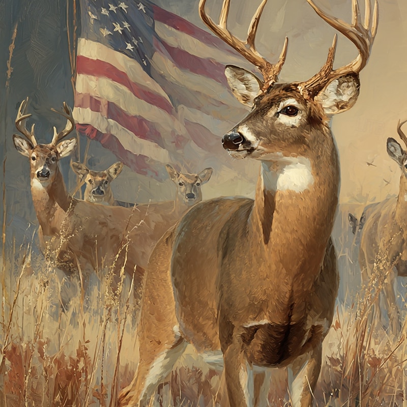 Men's Reindeer American US Flag Wildlife Shirt Button Up Shirt Long Sleeve Ethnic Vintage Retro Outdoor Camping & Hiking Hunting Spring Fall Turndown 3D Print Linen Like Shirt Khaki2