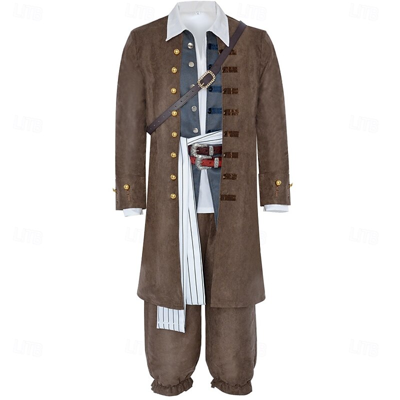 Pirates of the Caribbean Pirate Jack Sparrow Outfits Fancy Dress Cosplay Movie Cosplay for Men's Adults' Halloween Carnival Performance Party2