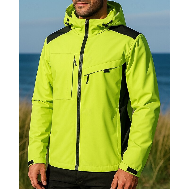 Men's Windbreaker Softshell Jacket Hiking Jacket Outdoor Waterproof Windproof Hiking Outfits Hiking Clothes Spring Autumn / Fall Top Fishing Camping / Hiking / Caving Running Solid Color Black Army