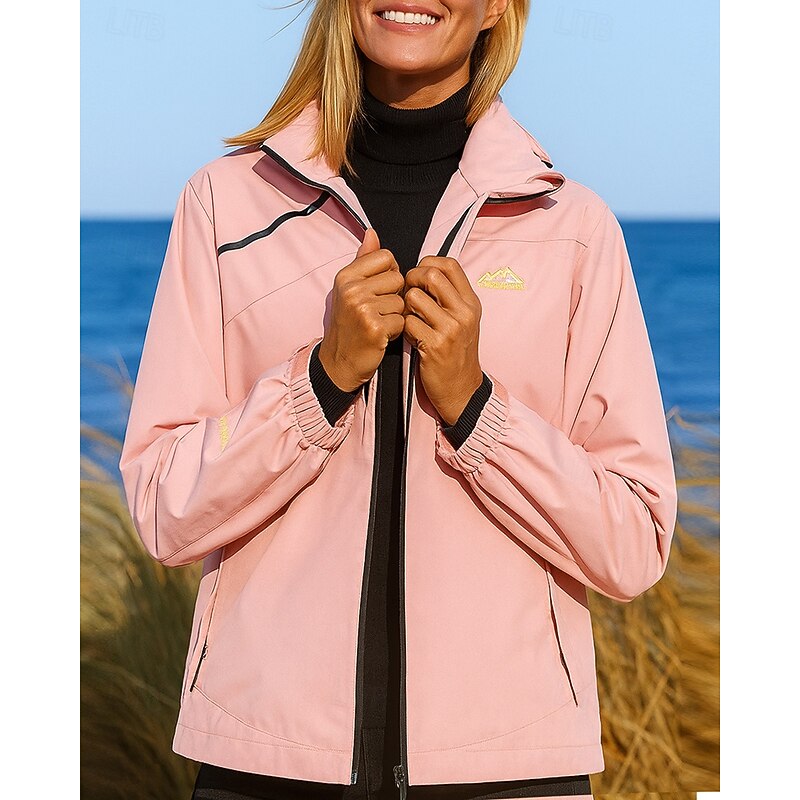 Women's Windbreaker Softshell Jacket Hiking Jacket Outdoor Waterproof Breathable Hiking Outfits Hiking Clothes Spring Autumn / Fall Top Fishing Camping / Hiking / Caving Running Solid Color White Pink