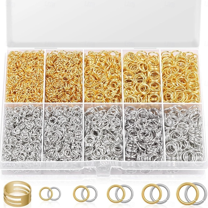 4600PCS Open Jump Rings Kit, Gold and Silver Jewelry Making Connectors with Clasps and Closures, DIY Findings for Necklace, Bracelet and Earring Repair3