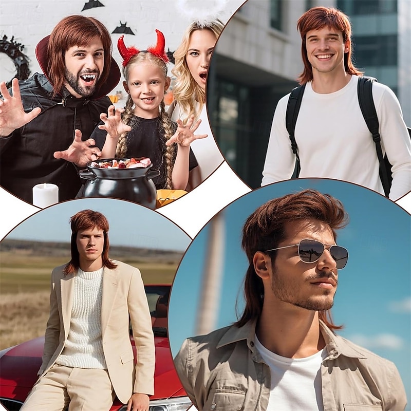 Mullet Wig 80s Costumes Fancy 14in Mullet Wigs for Men3