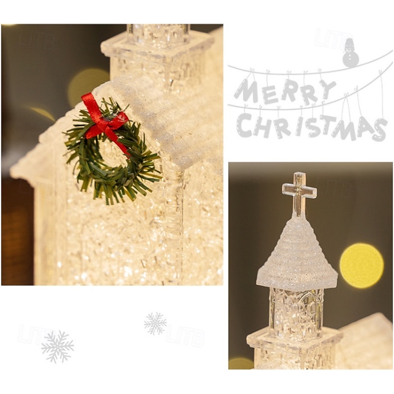 Christmas Transparent House LED Wind Light Indoor Bedroom Living Room Dining Room Study Room Church Desktop Decorative Light Pendant Light AAA Battery Box 21.5CM/8.46Inch3
