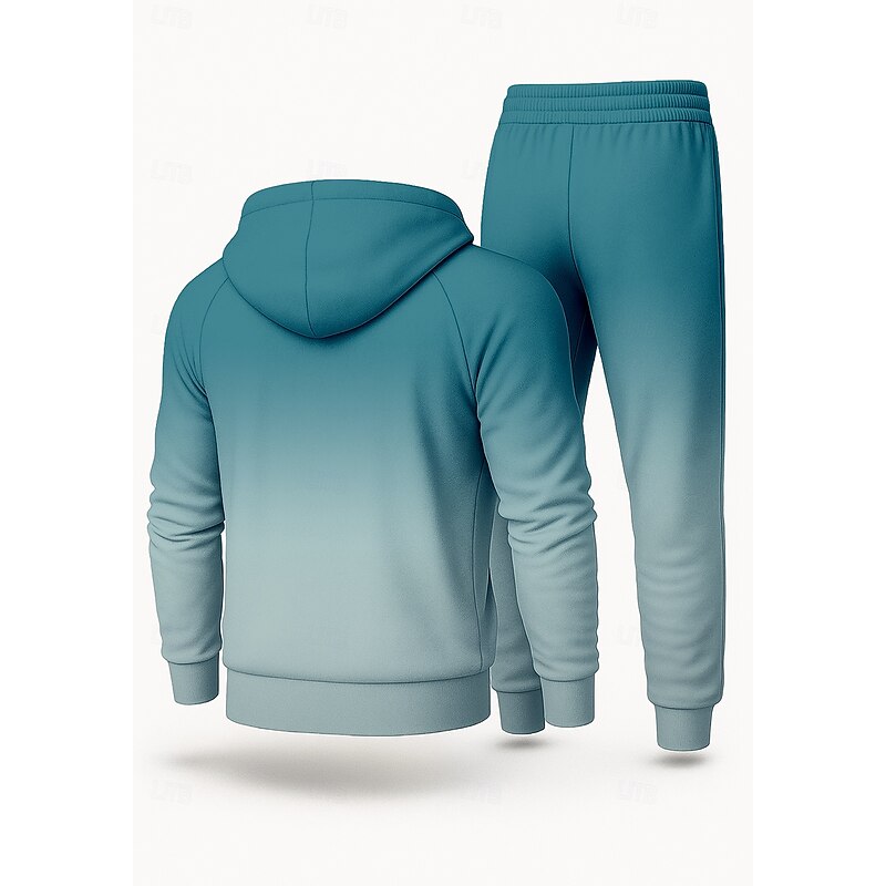 Christmas Men's Hoodie Tracksuit 2 Piece Tracksuit Drawstring Zip Up Animal Patterned Clothing Suit Fall Blue Vocation Outdoor Travel Lightweight Fashion Long Sleeve Sport Activewear Stretchy Regular2