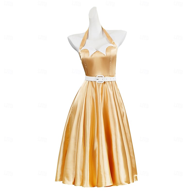 Retro Vintage 1950s Rockabilly Fancy Costume Swing Dress Flare Dress Fit and Flare Fancy Dress Women's Halloween Carnival Vacation Casual Daily Retro Theme Party Adults Dress Belt