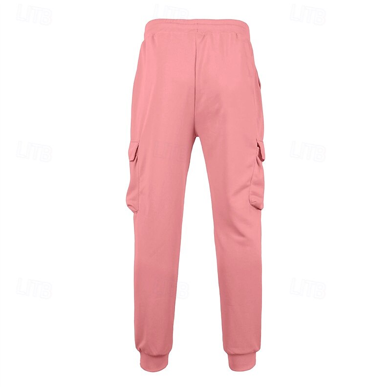 Men's Cargo Sweatpants Sweatpants Joggers Trousers Drawstring Pocket Elastic Waist Plain Comfort Sports Outdoor Daily Fashion Casual ArmyGreen Black Micro-elastic2