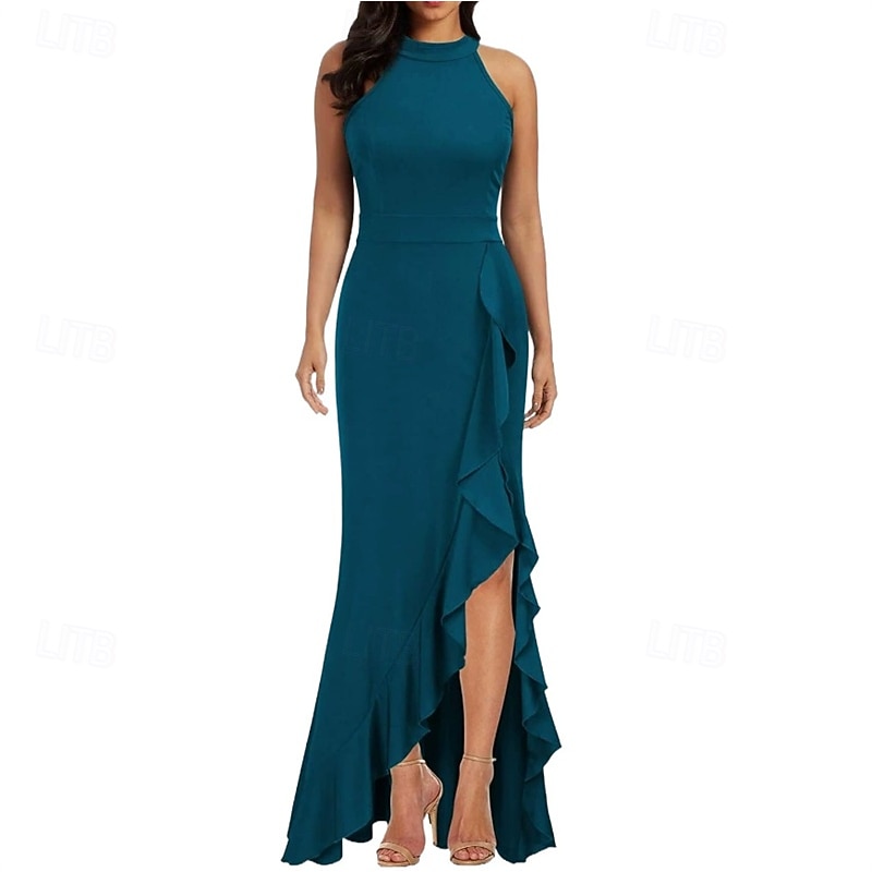 Women's Long Dress Maxi Dress Party Dress Chiffon Chiffon Dress Elegant Fashion Modern Outdoor Party Evening Party Regular Fit Plain Sleeveless V Neck Black Wine Red Purple Summer Spring Autumn