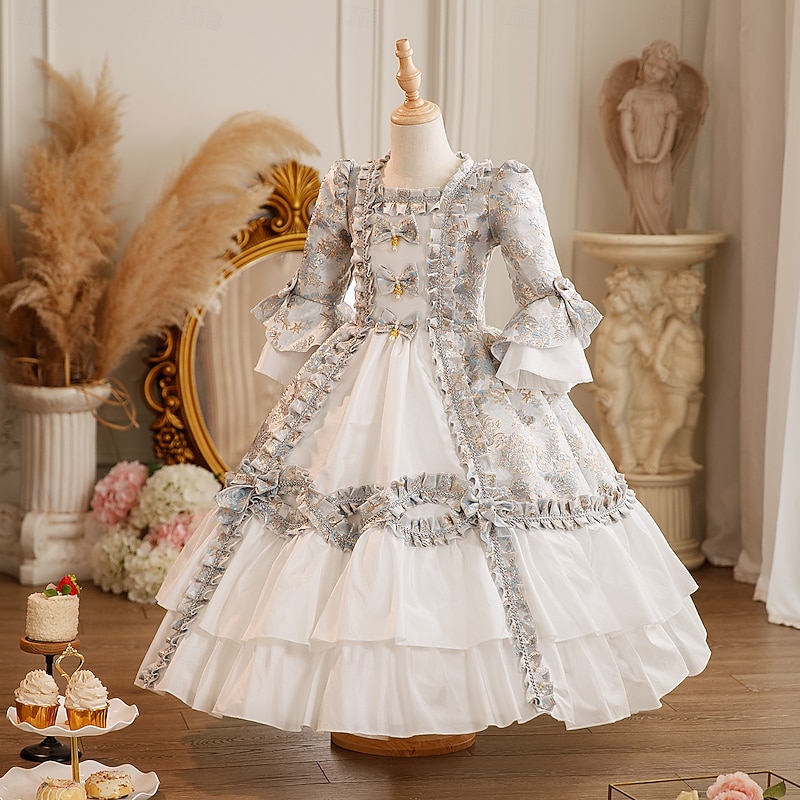 Rococo Steampunk Fancy Maxi Party Costume Accessories Bell Sleeve Princess Bow Retro Ball Gown Point Fancy Dress Girls' Royal Christmas Halloween Carnival Masquerade Wedding Party Festival Kid's3