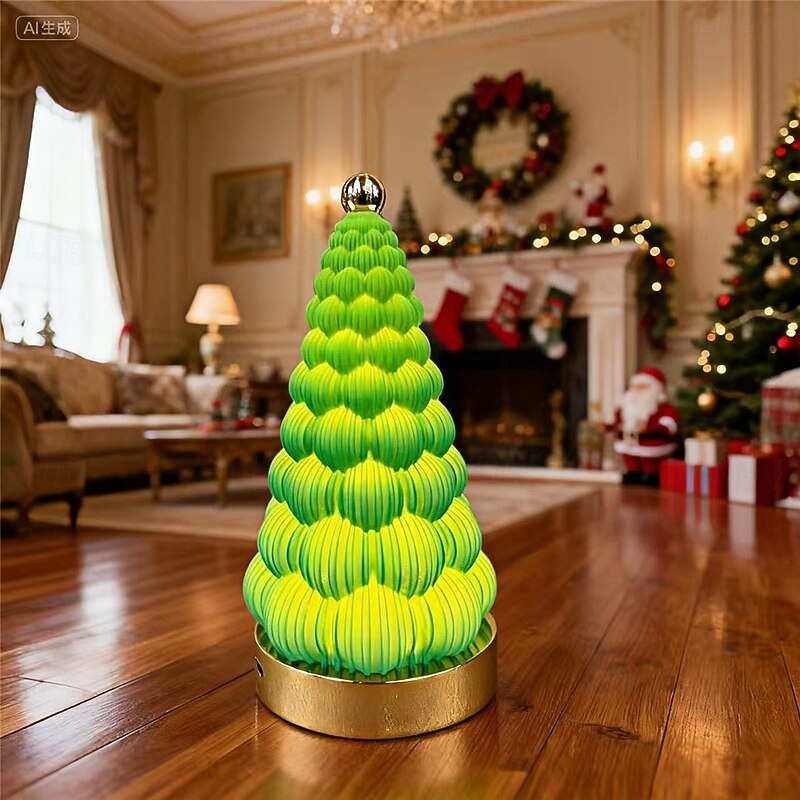 Three Color Led Christmas Tree Decoration Night Light Creative Birthday Gift Bedroom Bedside Usb Charging Atmosphere Table Lamp  1PC3