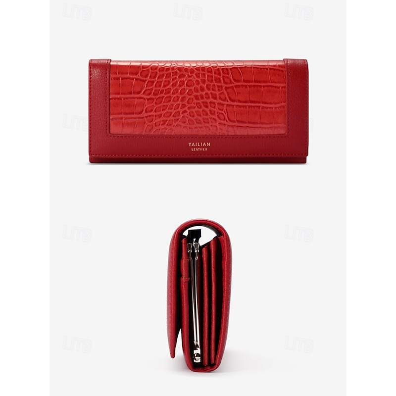 Women's Crocodile Pattern Faux Leather Long Wallet with Multiple Card Slots, Elegant Clutch Purse for Daily Use and Formal Occasions4