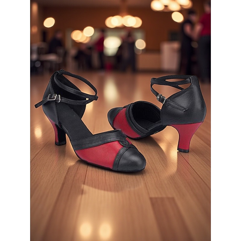 Women's Black and Red Gatsby Dance Shoes - Vintage 1920s Ballroom Latin Heels for Party & Performance3