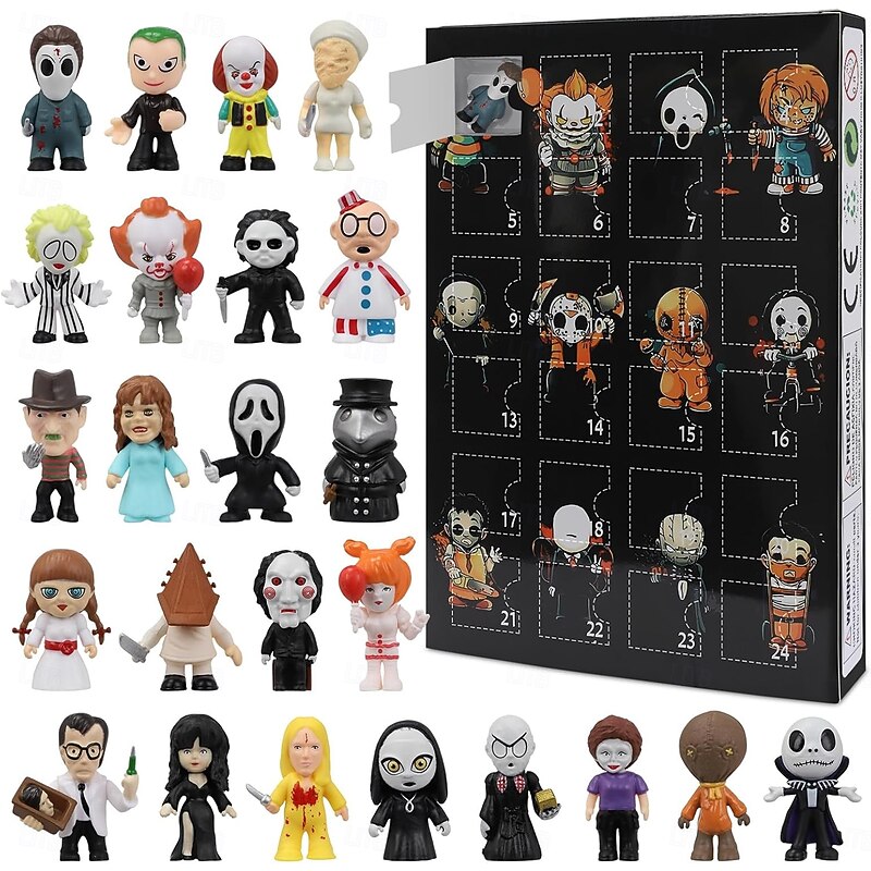 Halloween Advent Calendar Horror Movie 2025,Halloween Countdown Calendar 2025 for Kids and Adults with 24 pcs Classic Doll Collectible Figures, Pre-Christmas Doll4
