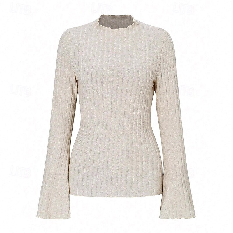 Women's Lounge Tops Fashion Bell Sleeve Sports Solid Color Top For Party Sports Holiday Slim Activewear3