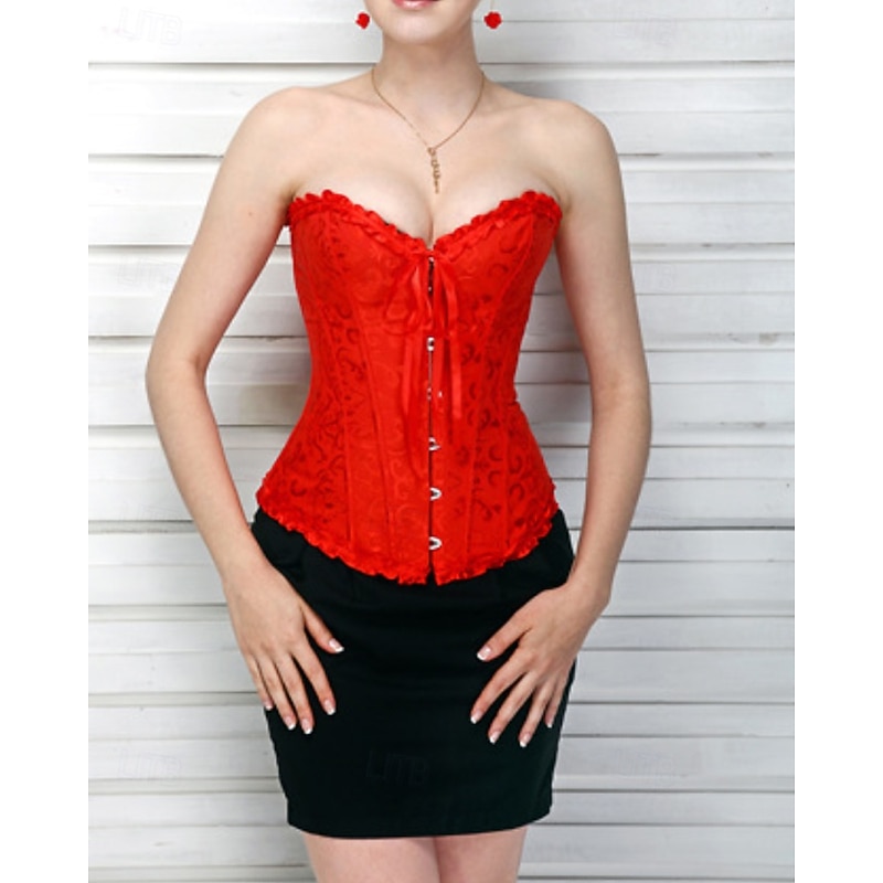 Women's Corset Shapewear Waist Cincher Shapewear Sexy Corset Sexy Sweet Pure Color Buttons Backless Vacation Street Date Sleeveless Cold Shoulder Black White Red Spring Fall Tailored Fit4