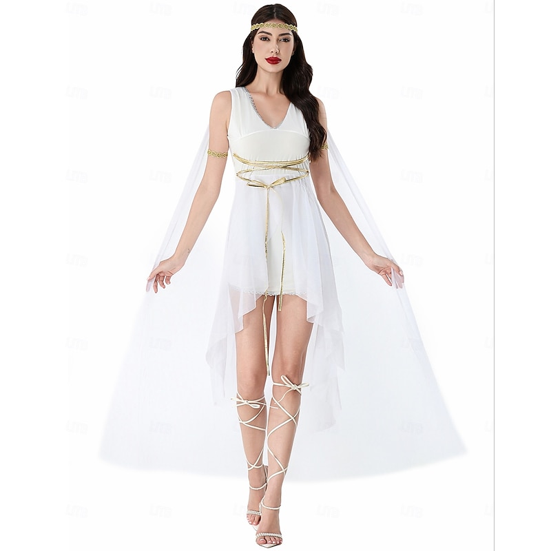 Ancient Egypt egyptian Dress Fancy Costume Cleopatra Goddess Fancy Dress Women's Fantasy Halloween Carnival Performance Adults Dress Headband Waist Belt