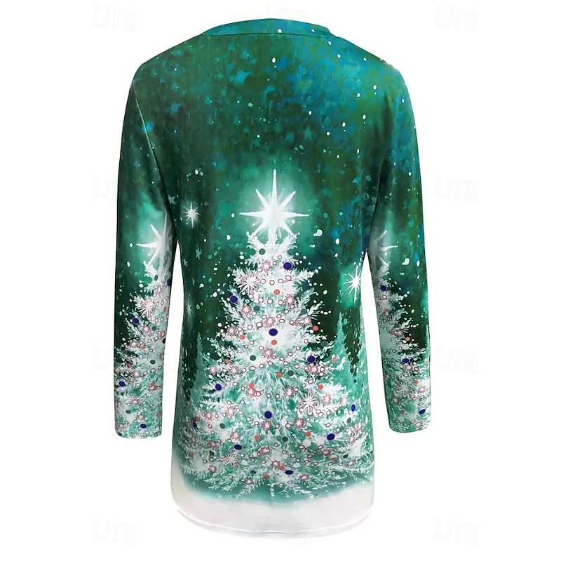 Women's Mini Dress T Shirt Dress Tee Dress Shift Dress Vacation Casual Daily Holiday Date Regular Fit Graphic Christmas Tree Long Sleeve Crew Neck Red Blue Brown Green Spring Fall Winter2