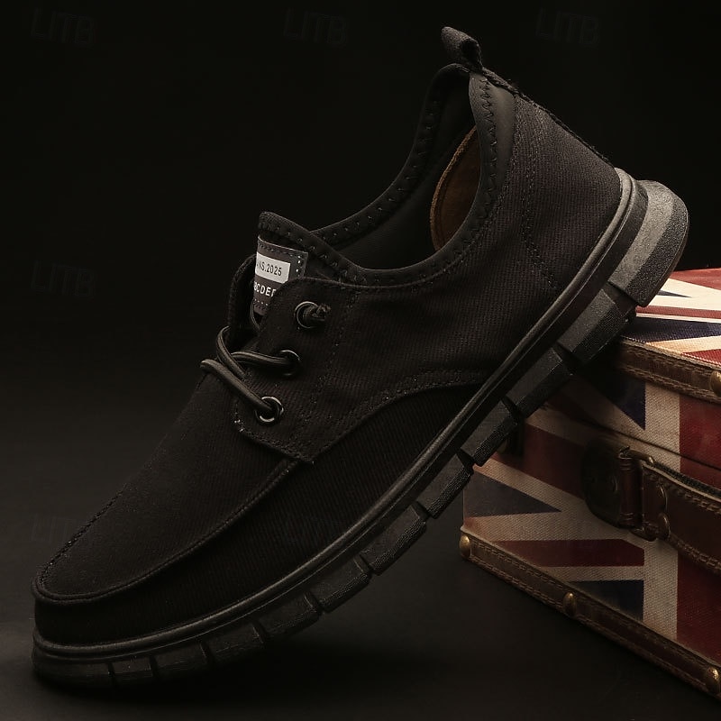 Men's Lightweight Casual Lace-Up Sneakers with Breathable Canvas Upper – Comfortable Everyday Walking Shoes for Travel and Leisure2