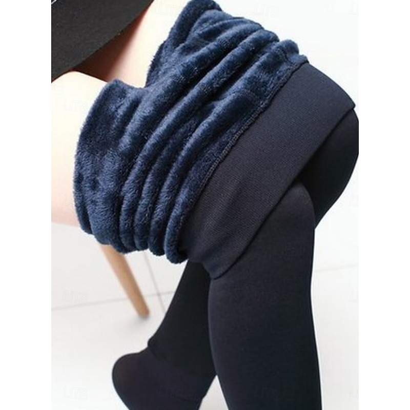 Women's Fleece Pants Leggings Fashion Streetwear Basic Full Length High Waist Plain High Cut Comfy Soft Comfortable High Elasticity Home Daily Wine Navy Black Beige Summer Spring Fall Winter Regular4