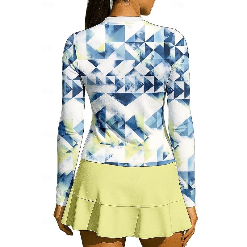 Women's Geometric Sport Shirt Tennis Shirt Tennis Top Long Sleeve Zipper Floral UPF50+ UV Resistant High Elasticity Moisture Wicking Breathable Volleyball Tennis Golf Stand Collar Zip Collar Jacket2