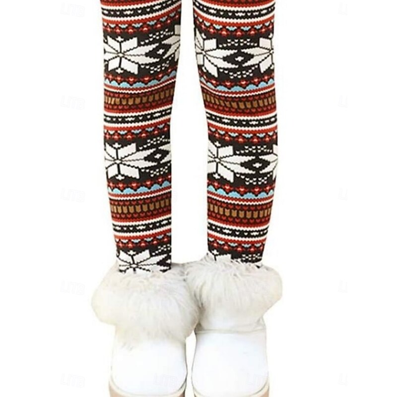 Women's Chinos Leggings Cozy Leggings Vacation Casual Full Length High WaistPantsUgly Christmas Snowflake Printing Thermal Warm Comfortable Stretchy Vacation Casual Daily Red Spring Fall Winter Slim3