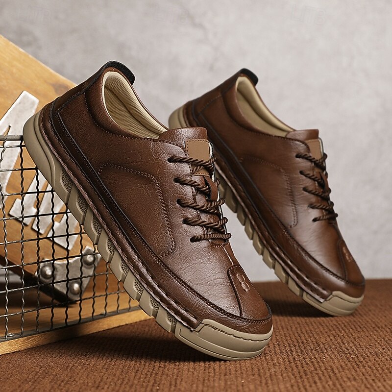 Men's Brown Faux Leather Casual Shoes with Durable Sole and Classic Design, Perfect for Work, Business Casual and Daily Wear2