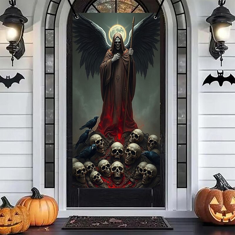 Halloween Posters Door Cover Outdoor Banners Grim Reaper 3D Dark Punk Gothic Style Party Dorm Teens Room College Dorm Guys Man Cave Frat Bedroom Shooting Backgrounds Home Decor2