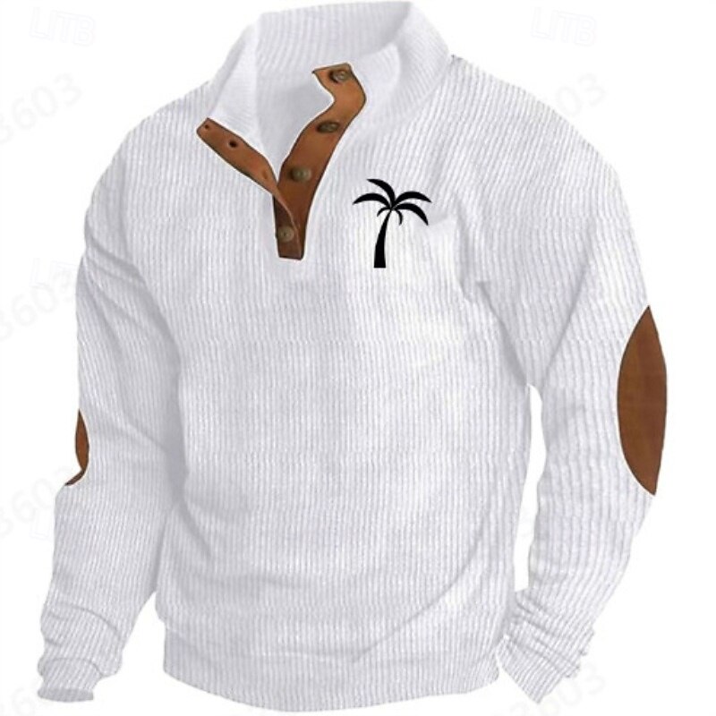 Men's Sweatshirt Corduroy Pullover Hoodie Sweatshirt Pullover Button Up Hoodie Apricot Black White Blue Khaki Standing Collar Plain Patchwork Color Block Textured Sports & Outdoor Casual Daily4