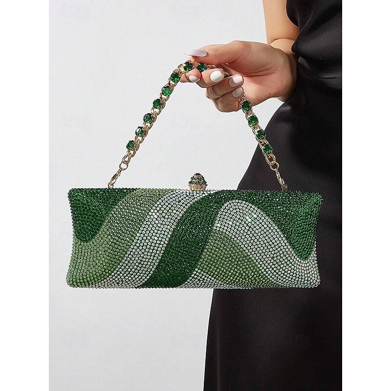 Women's Crystal Evening Clutch Bag with Chain Strap, Luxury Rhinestone Purse in Multi-Color Options, Elegant Handbag for Wedding, Cocktail Party and Formal Events