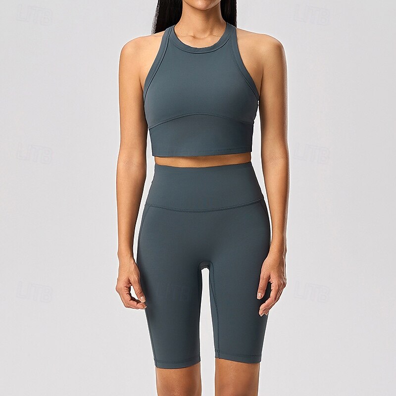 Women's Racerback  Bra Sports Tank Top Padded Sleeveless Top Athleisure Fall Solid Colored Breathable Gym Running Fitness Sportswear Activewear Pink Blue Dark Blue3