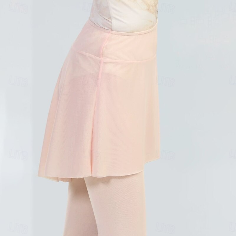 Ballet Skirts Pure Color Splicing Women's Performance Training Sleeveless High Polyester4