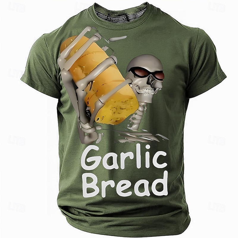 Men's Funny Garlic Bread Slang T Shirt Short Sleeve T shirt 3D Print Crew Neck Shirt Fashion Daily Street Daily Black Blue Green Summer Spring Clothing Apparel S M L XL XXL XXXL2
