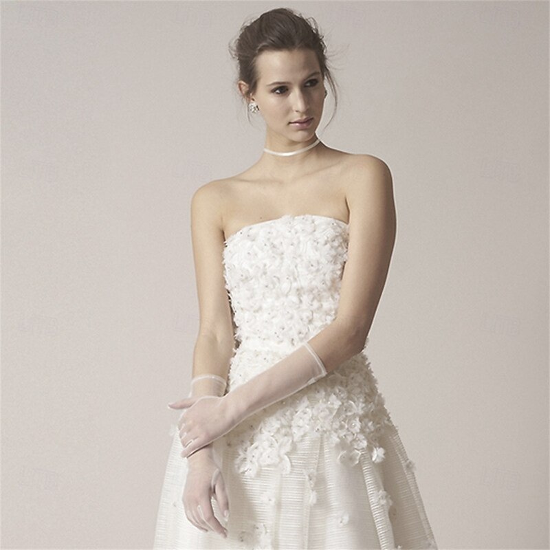 Lace / Tulle Elbow Length Glove Elegant / Stylish / Simple With Pure Color Wedding / Party Glove2