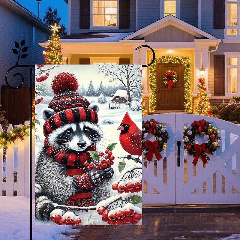 Christmas Garden Flag, Outdoor Winter Yard Decoration Banner with Snowman Design, Holiday Home Porch Flag, Seasonal Lawn Decor for Outdoor Use3