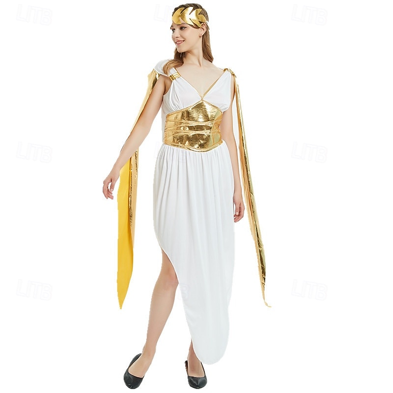 Ancient Greek Roman Fancy Costume Toga Dress Goddess Fancy Dress Women's Fantasy Halloween Carnival Performance Party Adults Dress Headband4