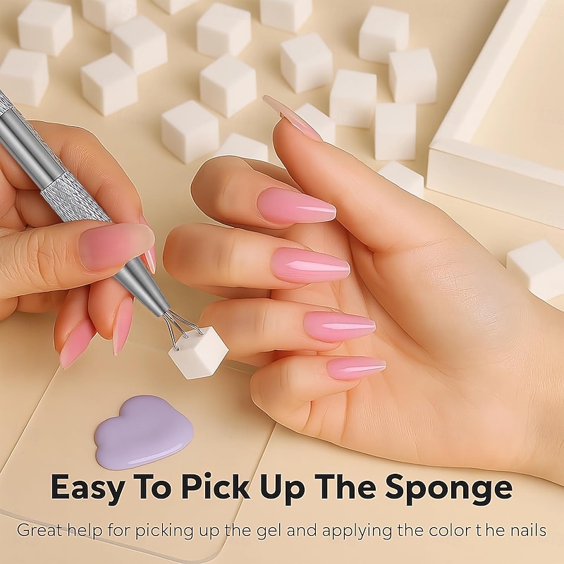 200PCS Nail Sponges for Ombre Nail Art with 1 Grab Pen Gradient Nail Art Tool Set with Storage Case DIY Nail Design Accessories for Salon & Home Use3