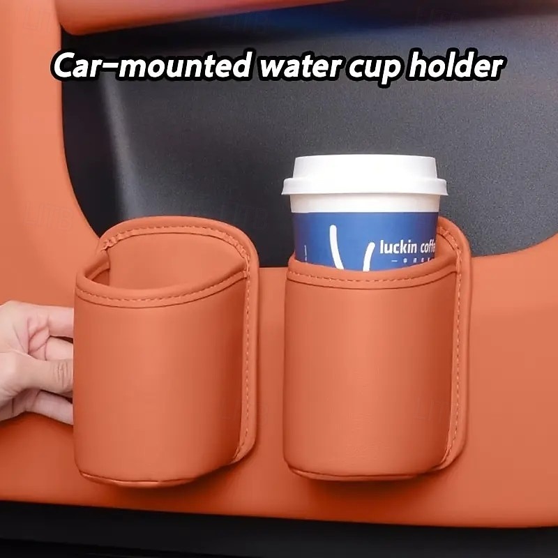 1/2pcs PU Leather Car Cup Holder – Multi-Functional Storage Organizer Box for Car Interior, Keeps Drinks and Accessories Neat and Tidy