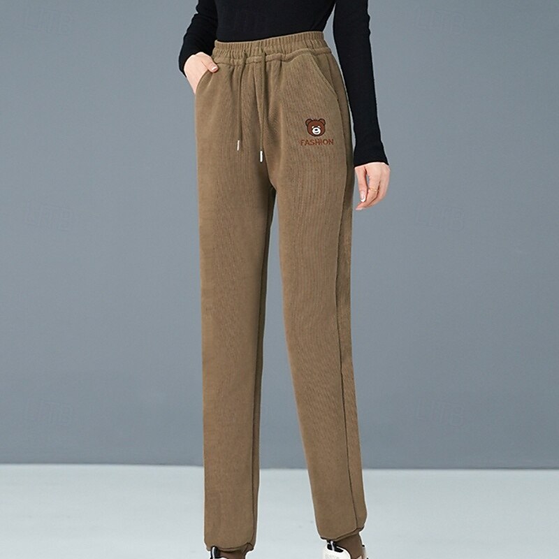 Women's Fleece Sweatpants Lounge Pants Drawstring Windproof Warm High Waist Gym Outdoor Running Bottoms Solid Color Black Khaki Coffee Sports Activewear2