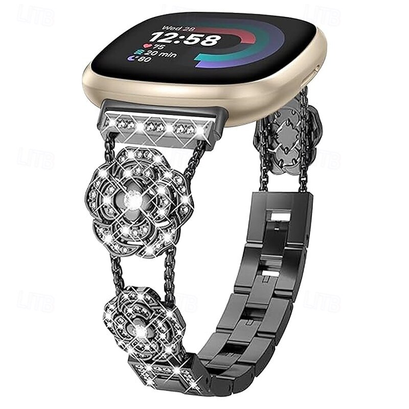 Smart Watch Band Compatible with Fitbit Versa 4, Sense 2, Versa 3, Sense Versa 2 / Versa Lite / Versa SE / Versa Rhinestone Smartwatch Strap Women Glitter Bling Diamond Jewelry Bracelet Replacement4