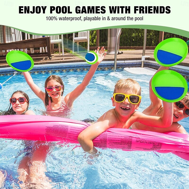 Toss and Catch Paddle Ball Game Outdoor Beach Pool Sand Toys Outside Lawn Yard Games for 3-2 Years Old Girls Boys Toys Birthday Gift (2 Paddles 2 Balls)3